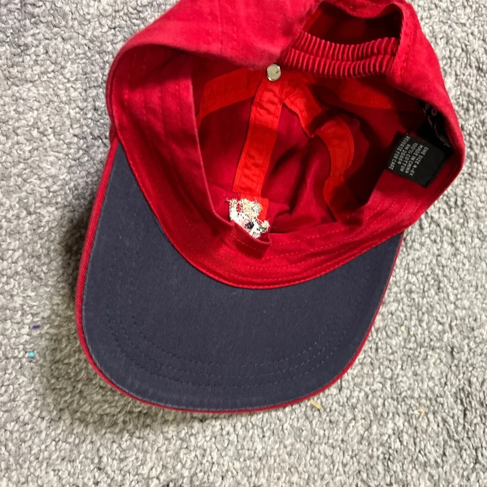 vtg Polo Ralph Lauren Baseball Cap Kids Red Embroidered Polo Bear Hat 90s